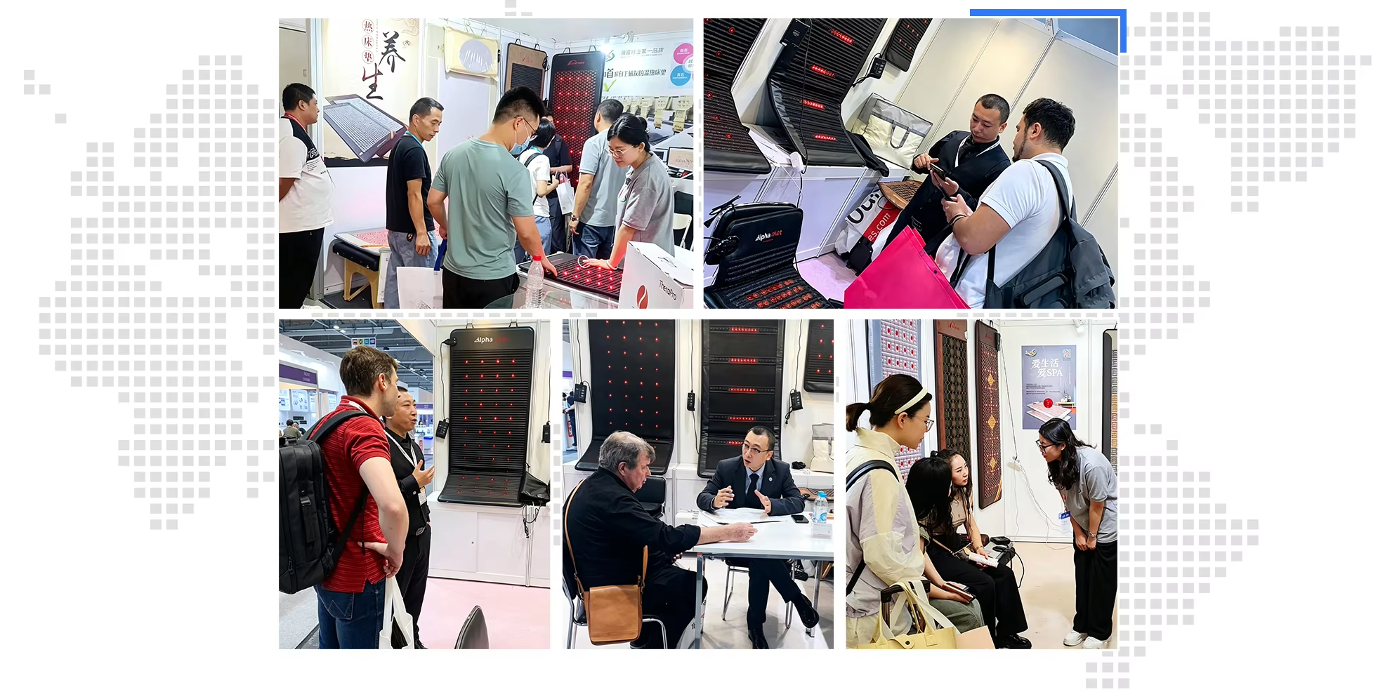 LuxuryAde Gems presenting thermal therapy products and meeting customers at industry exhibitions